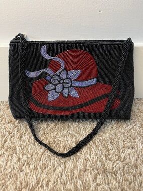 Vintage Y2k 2003 Red Hat Society Heavily Beaded Purse